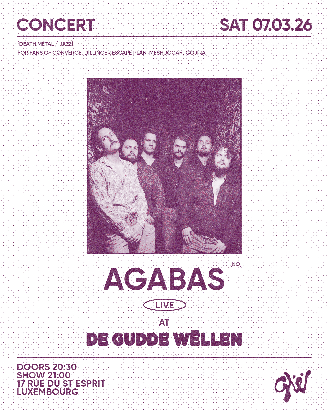 Veranstaltungsbild für AGABAS at De Gudde Wëllen 